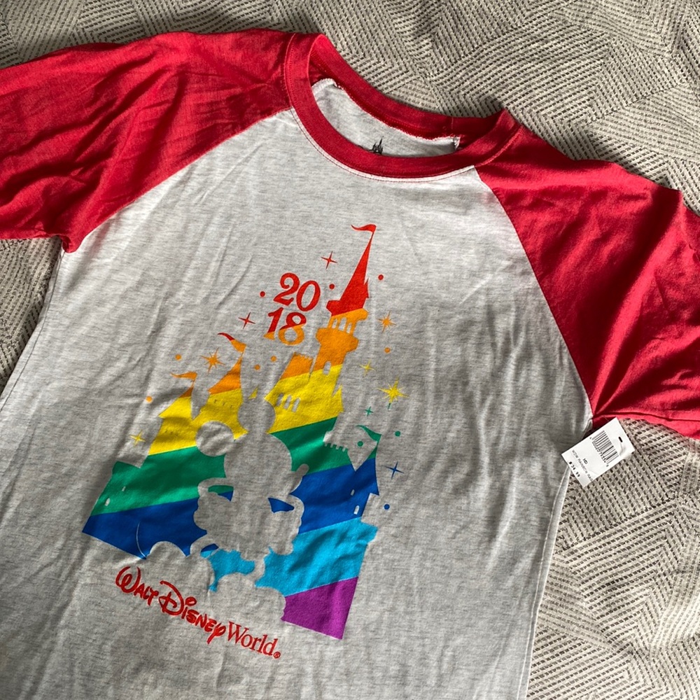 Disney Parks pride-theme baseball shirt